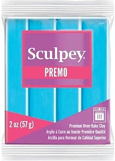 Sculpey Premo™ Polymer Oven-Bake Clay, Turquoise, Non Toxic, 2 oz. bar, Great for jewelry making, holiday, DIY, mixed media and home décor projects. Premium clay perfect for clayers and artists.