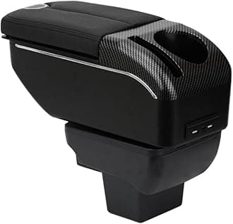 ZENVI Armrests Compatible with Volkswagen VW Polo Armrest 2020-2024 Center Console Organizer Box Double Door Style Usable for Elbow Support （Black Style）