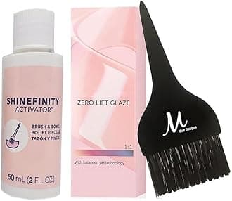 Shinefinity Zero Lift Glaze 09/73 Very Light Blonde Brown Gold Demi-Permanent Hair Color 2 Ounce, Shinefinity Activator 2 oz and M Hair Designs Tint Brush (Bundle)
