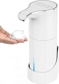 YIKHOM Automatic Foaming Soap Dispenser, Digital Display Wall Mounted 7 Adjustable Volume Control, Touchless Hands Free Auto Soap Dispenser for Kitchen, Bathroom,15.3 oz/450mL