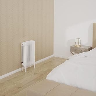 Warmehaus Traditional Cast Iron Style White 4 Column Horizontal Radiator 600x425mm Central Heating Space Saving Radiators