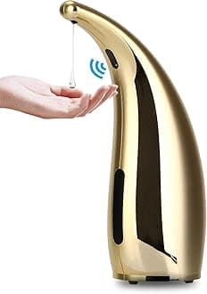 Automatic Soap Dispenser, 4 Levers Adjustable, Touchless Liquid Soap Dispenser, for Kitchen and Bathroom, with Infrared Motion Sensor, Waterproof, 300ml/11oz Gold