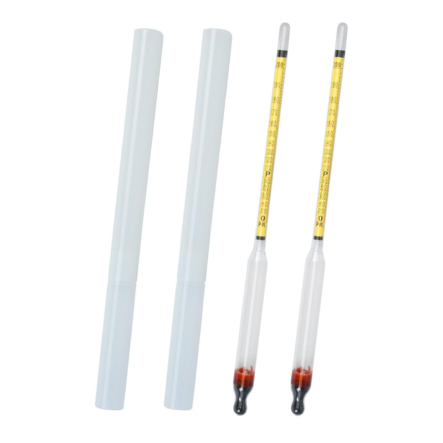 Hydrometer Alcohol Meter, Hydrometer Alcohol 0-200 Proof and Tralle Hydrometer, Alcoholmeter for Liquor/Moonshine/Proofing Distilled, Alcohol Proof Tester for Beginners and Experts Alike(2 Pcs)