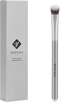 TEOYALLUnder-Eye Concealer Brush, Small Flat Angled Synthetic Bristles Flawless Coverage Multitask Brush with Liquid Cream Powder