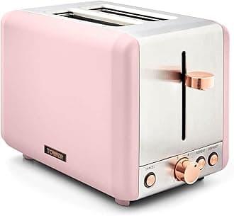 T20036PNK Cavaletto 2-Slice Toaster with Defrost/Reheat, Stainless Steel, 850 W, Marshmallow Pink and Rose Gold