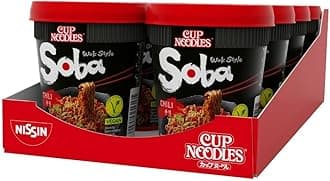 NISSIN Cup Noodles Soba Wok Style Chilli Flavoured Instant Noodles, 92 g Pot (Pack of 8)