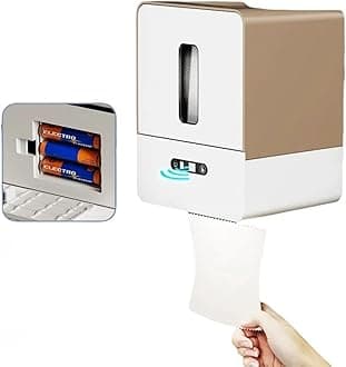 Smart Touchless Paper Towel Dispenser, 2024 Upgraded Automatic Electric Motion Sensor Dispenser with Night Light, 3 Adjustable Dispensing Levels, Waterproof, Wall-Mounted (Brown Battery)
