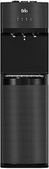 Brio Self Cleaning Bottleless Water Cooler Dispenser with Filtration - New Black Stainless Steel - Hot Cold and Room Temperature Water. 2 Free Extra Replacement Filters Included