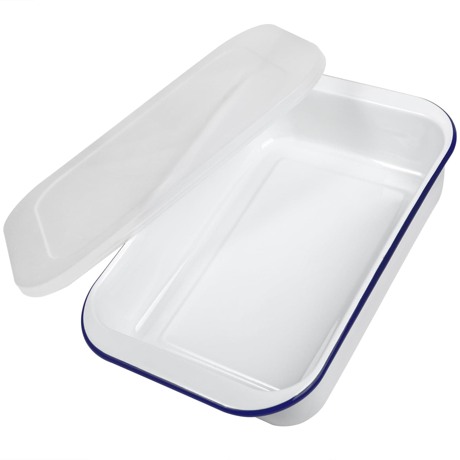 Webake Enamelware 9x13 Baking Pan with Lid Oblong Cake Pan Enameled Steel Roasting Pan Baking Dish Lasagna Pan Food Containers