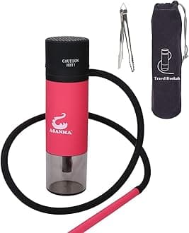 ASANMA Car Hookah, Portable Hookah Set Travel Hookahs Small Hookahs Mini Shisha for Car Outdoor Travel Shisha Sheesha Narguiles Smoking (Red)
