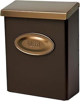 Designer Lockable Wall Mount Mailbox, Venetian Bronze with Brass