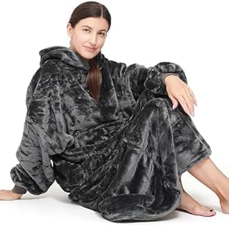 Decke Sweatshirt Hoodie Decke, tragbare Decke Decke Hoodie für Frauen, Kapuzendecke gemütliche Decke Damen, super warme und übergroße Decke mit Ärmeln und riesiger Tasche