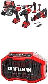CRAFTSMAN Cordless Drill Combo Kit, 7 Tool & Bluetooth Speaker (CMCK700D2 & CMCR001B)