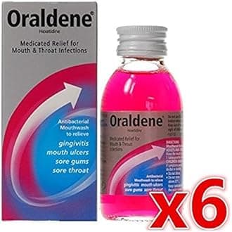 6 x Oraldene® Medicated Mouthwash Mouth Wash for Mouth Ulcers Sore Gum Throat Infection 200ml