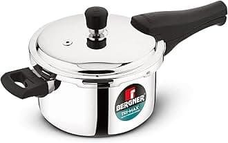 Bergner Trimax Stainless Steel Outer-Lid Pressure Cooker, Capacity 5.0 Litres, Durable Triply Construction, Easy and Secure Locking, Silicone Gasket for Enhanced Seal, Induction and Gas Ready, Silver