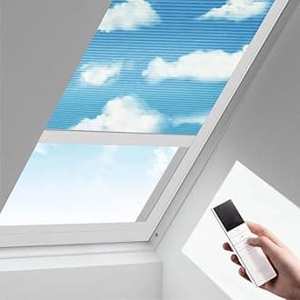 Zshine Motorized Cellular Shades Cordless Honeycomb Blinds Full Blackout Fabric Window Shades for Skylight (Blue Sky 93021I)