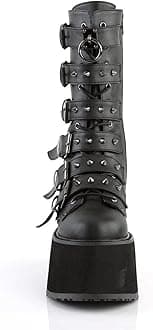 ZKXYFFS Platform Ankle Boots for Women Chunky High Heel Booties Goth Round Toe Combat Wedges Boots Buckle Studded Motorcycle Booties