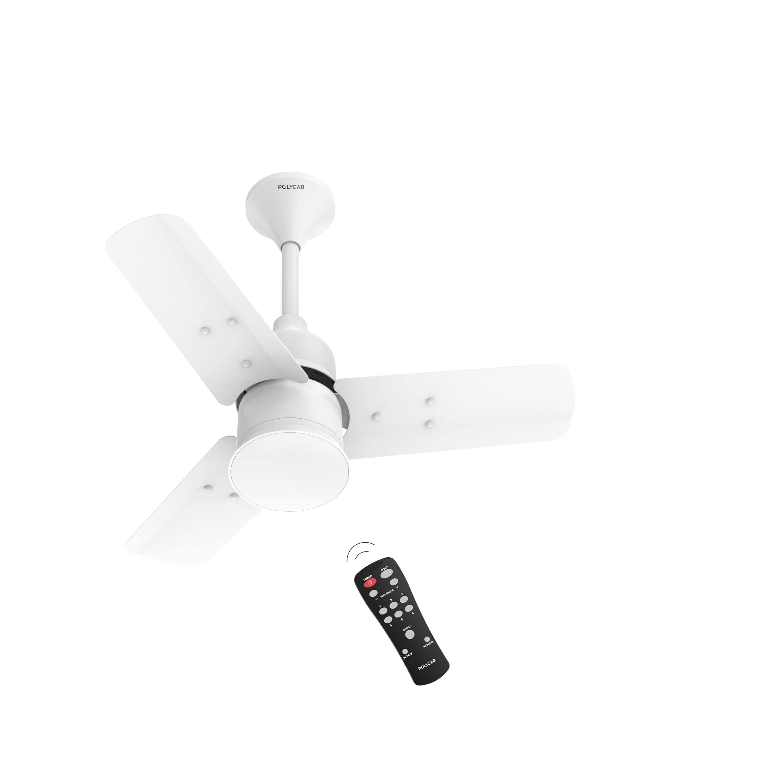 Polycab Silencio Mini 600mm 5-Star BLDC, Remote Ceiling fan for home | 55% Energy Saving, 100% Copper, High Speed, 25 Speed Setting, Reversable & Timer | 4-yr Warranty【Satin White】