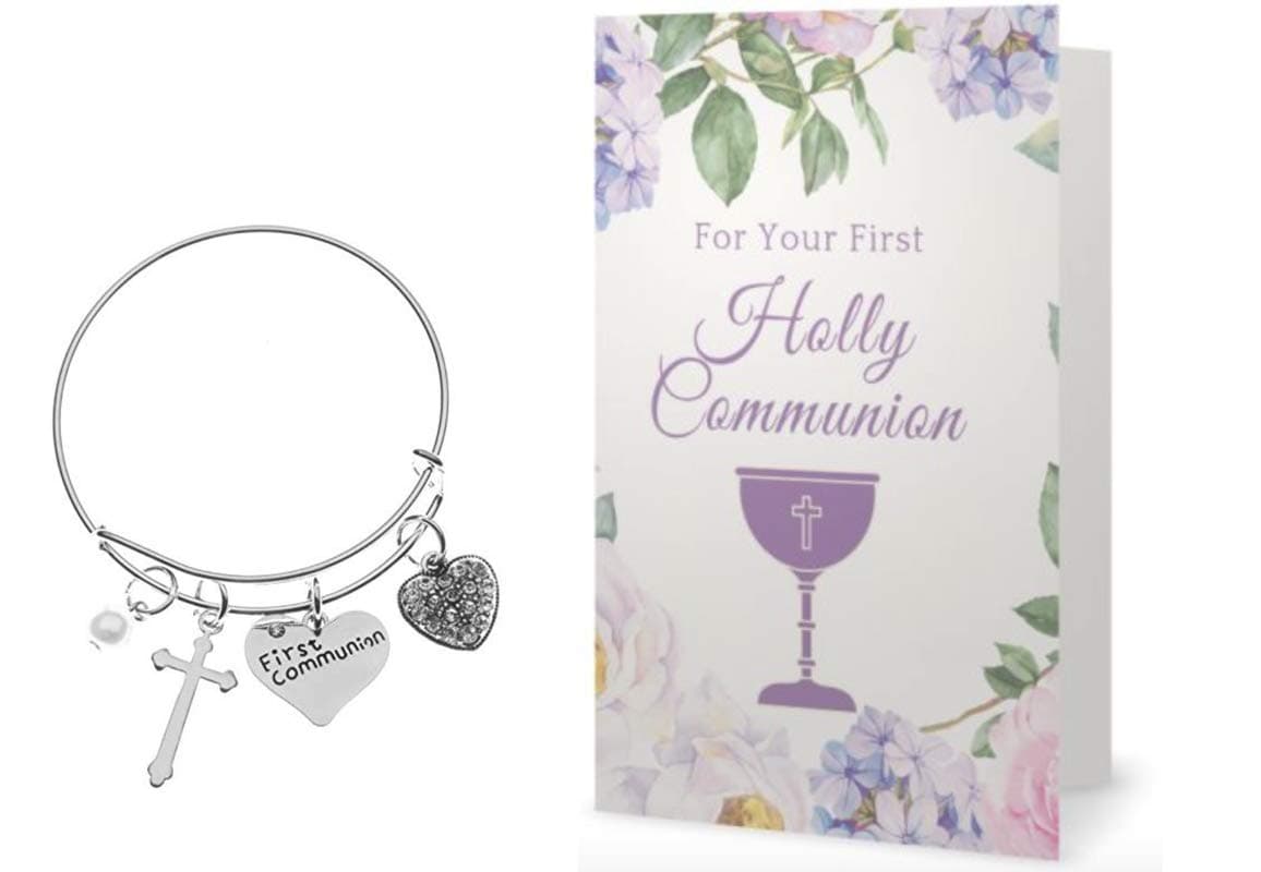 Infinity Collection First Communion Bracelet & Card Gift Set, First Communion Gifts, First Communion Jewelry- Cross Bracelet- Makes The Gift for 1st Communion