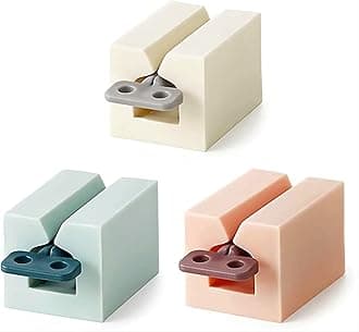 Y-Kelin 3 Pack Toothpaste Squeezer, Rolling Tube Key with Frosted Handle & Wall-Mountable Holder, Save Toothpaste & Creams (Pink + White + Light Blue)