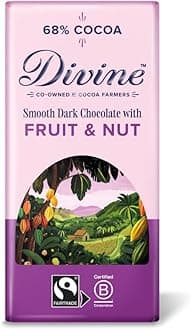 Divine 68% Cocoa Dark Chocolate with Fruit & Nut 90g Bar – Fairtrade Dark Chocolate – Juicy Fruit & Crunchy Nut Pieces – Ethical Premium Chocolate