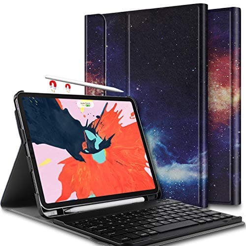 Luibor Keyboard Case for iPad Pro 11 2018 Cover Case with Removable Wireless Keyboard and Pencil Slot (Apple Pen Charging Supported) Case for Apple iPad Pro 11 2018 Tablet (Universe)