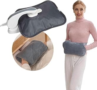 Rechargeable Electric Hot Water Bottle with Soft Belt and Warm Glove Bag, Wearable Electric Warmer for Bed Warm Hand Massaging Heat Pad for Back Stomach Pain Menstrual Period Cramp for Adult, Grey