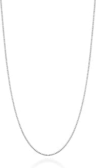 Miabella Italian 925 Sterling Silver or 18K Gold Plated 925 Sterling Silver Thin 1mm Box Chain Necklace for Women, Made in Italy