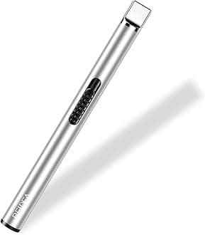 REIDEA Candle Lighter, Electric Arc Lighter with Safe Protector Button, USB Rechargeable Perfect for Camping Cooking BBQ Fireworks (Silver)