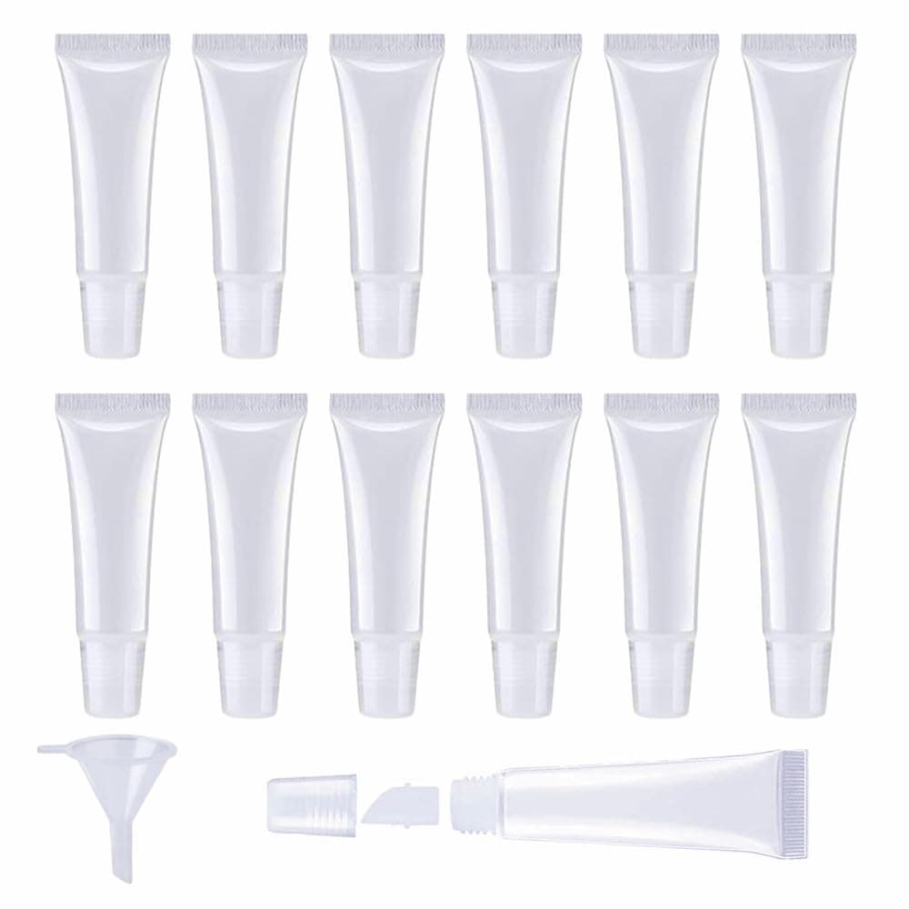 12Pcs 8ml Clear Empty Tubes Refillable Containers for DIY Lip Gloss Balm & Travel Toiletries