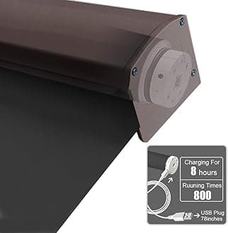 Motorized Blackout Cordless Window Shades, Remote Control Wireless and Rechargeable Window Blinds with Metal Valance, Black Light Filtering Roller Shades Blinds for Windows, Doors, Home, Office