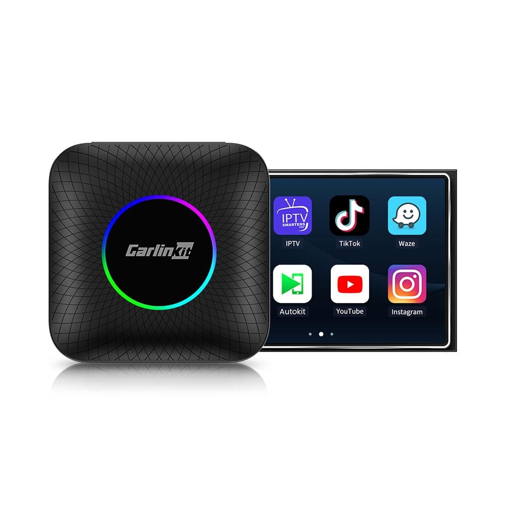 Android 13 Ai Box LED Version, Qualcomm 8 Cores, 8+128GB, 3-in-1 Adapter with 4G Cellular, Streaming Video, SIM/TF Card, Built-in Google Play, Only Suitable for Factory Wired CarPlay Cars