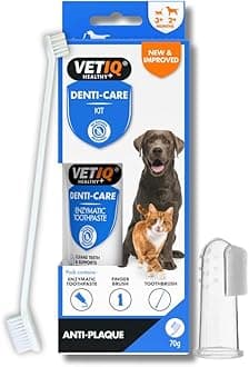 Denti-Care Kit for Dogs 2+ Months & Cats 3+ Months Contains a Enzymatic Toothpaste to Help Fight Tartar & Reduce Dental Plaque, a Toothbrush & a Silicone Finger Sleeve, 70 g (Pack of 1)