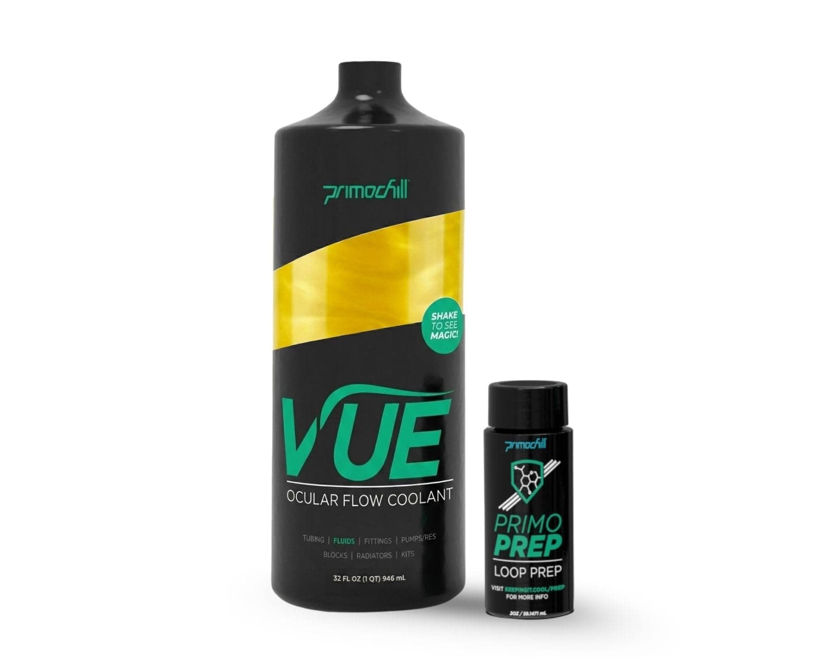 Vue - Computer WaterCooling Coolant, Visual Flow, Solid/Non-Transparent, Full Protection, PrimoPrep Included, Proudly Made in the USA (32oz/.9L) - Yellow