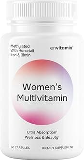 Womens Methylated Multivitamin Multimineral Horsetail, Iron, Biotin Complex with L Methylfolate for Ultra Absorption