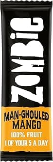 Zombie Fruit Bars, Mango (12 Bars), 100% Dried Fruit, Healthy Snacks for Adults, Kids, Low Calorie, Gluten Free, Vegan, Halal, Bulk, Real, No Added Sugar, Natural, Roll Ups, Office, School