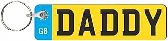Pixie's Gifts Custom License Plate Keychain - Wooden Number Plate Keyring - Mini Number Plate Key Ring - Name Plate Keychain - Just Passed Milestones (DADDY)