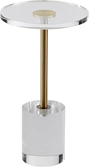 VEVOR Clear Acrylic Coffee Table, Acrylic Side Table with a Solid Base, 11.9 x 11.9 inch Round Tabletop, 21.4 inch High, for Coffee, Drink, Food, Snack Used in Living Room, Bedroom, and Study