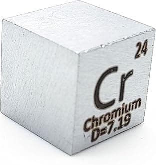 Chromium Cube Cr 997 Pure 10mm Density Cube for Element Collection Periodic Table Hunter and More (0.39", Chromium)