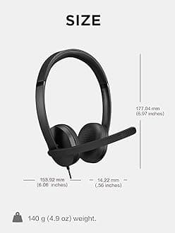 Lenovo 115 USB-A/USB-C Wired Stereo Headset, in-line Control Box. Lightweight, Noise Cancelling, USB-A to USB-C Adapter, Black
