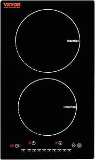 VEVOR Electric Cooktop, 2 Burners, 12'' Induction Stove Top, Built-in Magnetic Cooktop 1800W, 9 Heating Level Multifunctional Burner, LED Touch Screen w/Child Lock & Over-Temperature Protection