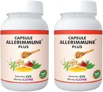 Allerimmune Ayurvedic Capsule Plus | Immunity Booster and Anti - Inflammatory Capsule | Anti Allergy and Asthma Relief | 100% Natural And Ayurvedic Capsules | Each 30 Capsules Pack of 2