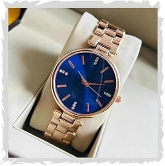 Acnos Premium Girl Wrist Watch Rose Gold Plated Analog Watch Diamond Studded Dial Stylish Bracelet Strap Stainless Steel Band Perfect for Women