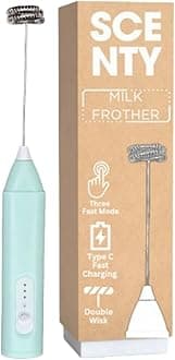 Rechargeable Handheld Milk Frother - 3-Speed Electric Foam Maker for Coffee, Coffee Frother Mixer, Stand-up Design, for Cream, Latte, Cappuccino Type C Charging 1200 mAh Battery