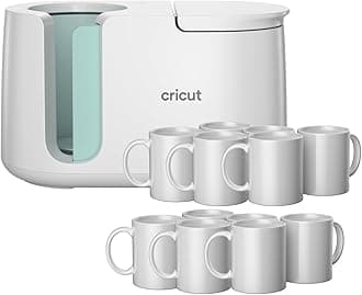 Cricut Mug Press + 12 Blank Mugs (12oz Each)