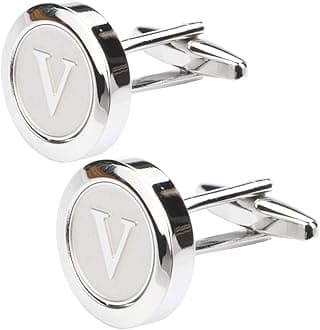 Mens Classic Stainless Steel Initial Cufflinks 26 Alphabet Initial Letter Cufflinks Business Wedding Shirts A-Z