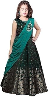 Girl's Blue Foil A-Line Maxi Dress Gown