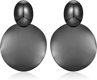 FAMARINE Big Disc Drop Earrings Gold Dangle Earrings Round Hammered Earrings Women