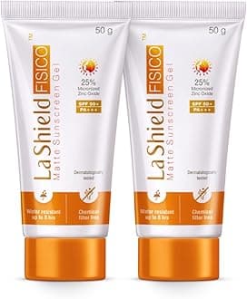 La Shield Fisico SPF 50 PA+++ Mineral Sunscreen | Water Resistant Upto 8 hours | Chemical filter free | Non-greasy | Lightweight | No White Cast | Broad spectrum | Dermatologist Prescribed | For