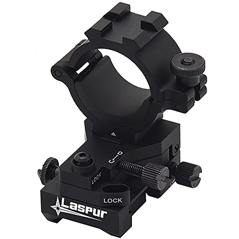 Windage Elevation Adjustable Picatinny Weaver Rail Mount and Barrel clamp Adaptor Hold with 1" inch 30mm Ring for Weapon Rifle Gun Tactical Laser LED Flashlight Light Illuminator Scope Optic Torch